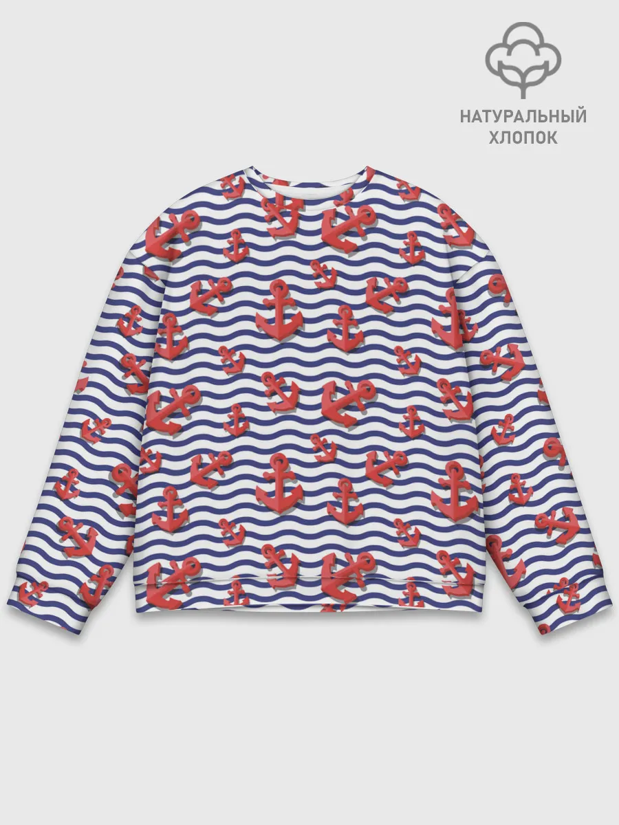 Мужской свитшот базовый / Красные якоря