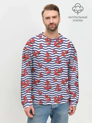 Мужской свитшот базовый / Красные якоря