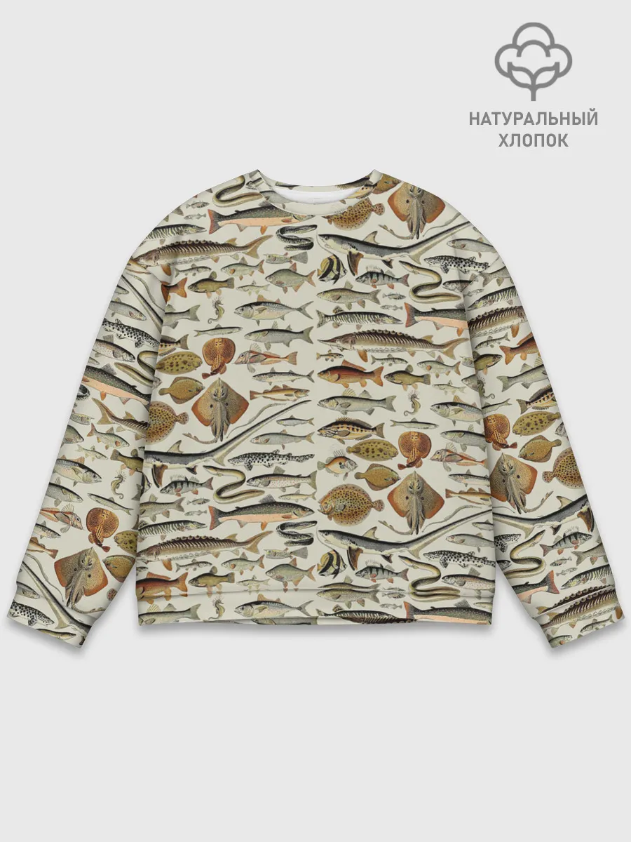 Мужской свитшот базовый / рыбный паттерн