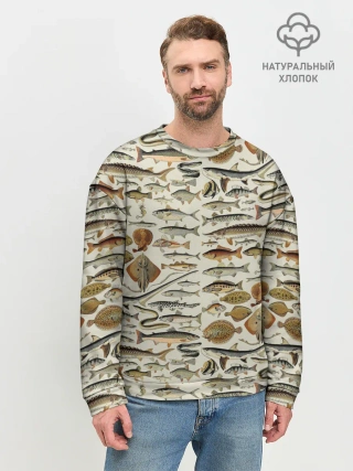 Мужской свитшот базовый / рыбный паттерн