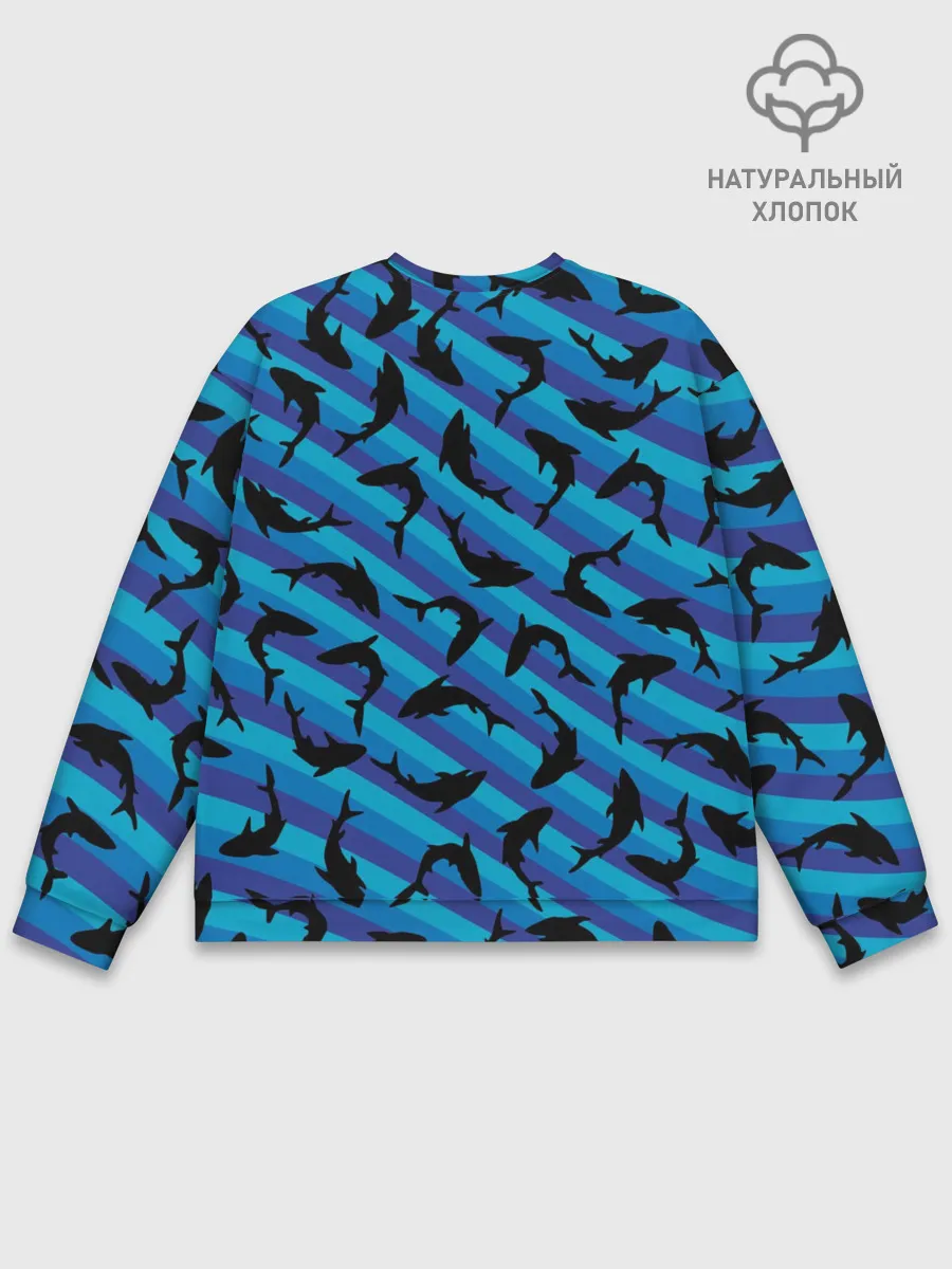 Мужской свитшот базовый / Черные акулы паттерн