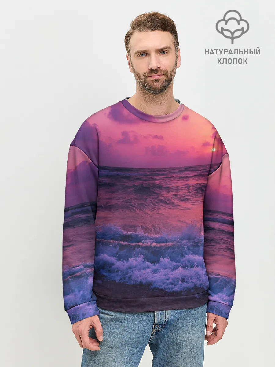Мужской свитшот базовый / Закат на берегу