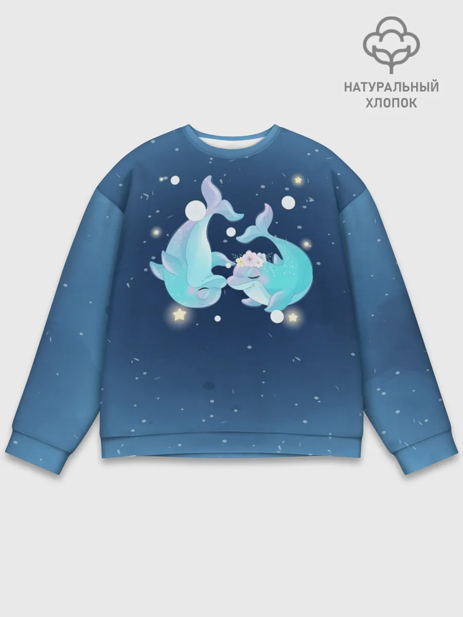 Мужской свитшот базовый / Два дельфина