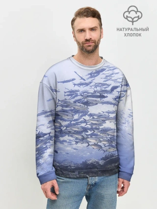 Мужской свитшот базовый / Косяк рыбы