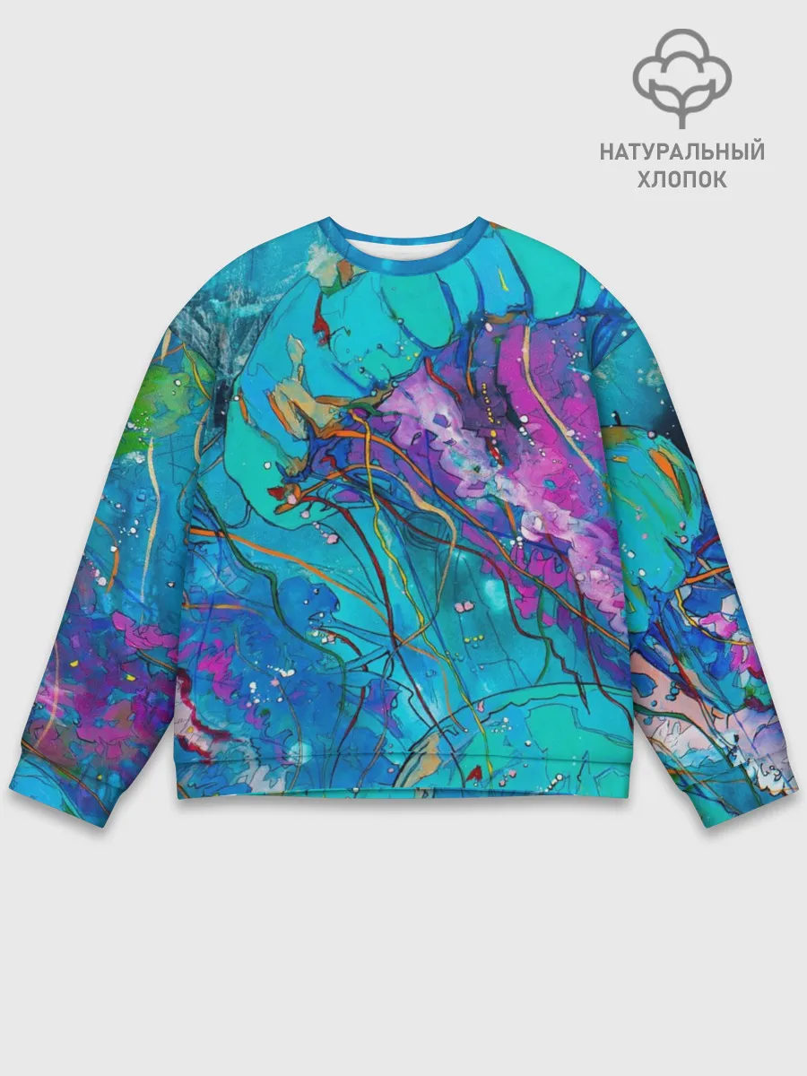 Мужской свитшот базовый / Красочная медуза