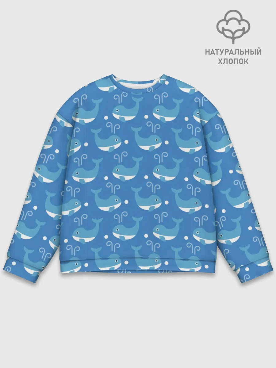 Мужской свитшот базовый / Киты паттерн