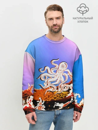 Мужской свитшот базовый / Осьминог в Лаве | Градиент