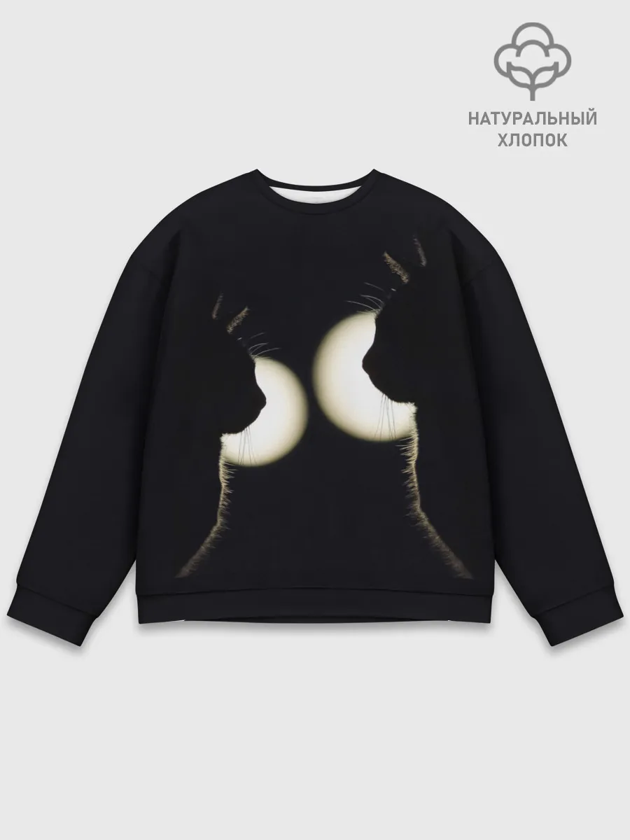 Мужской свитшот базовый / Пара | Силуэты черных кошек