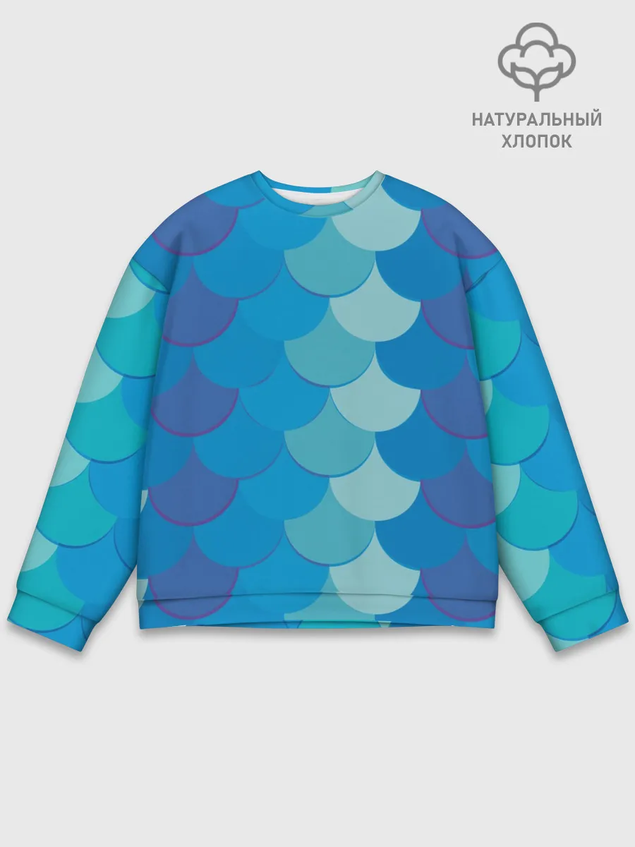 Мужской свитшот базовый / Синяя чешуя рыбы