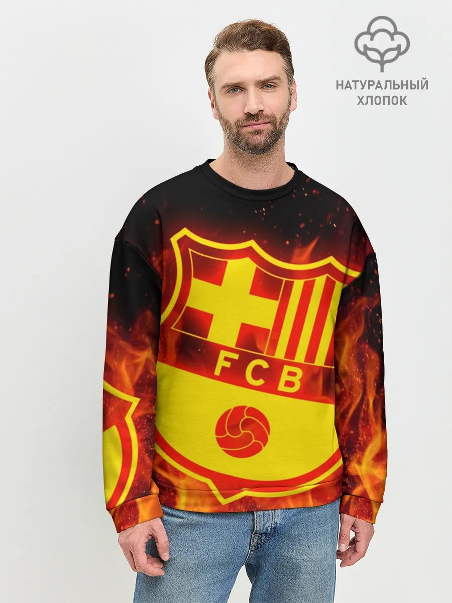 Мужской свитшот базовый / FC BARCELONA / FIRE / ОГОНЬ