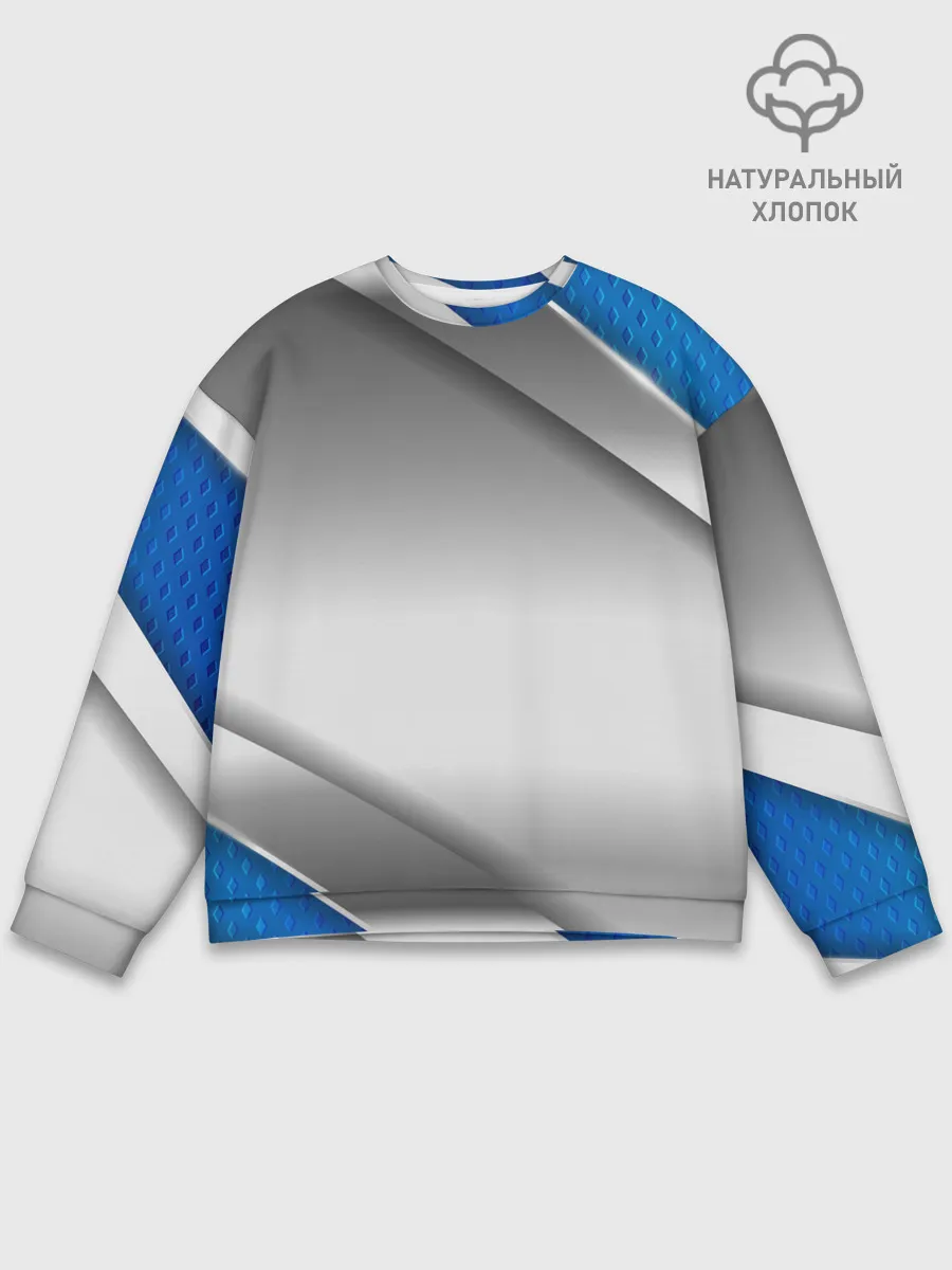 Мужской свитшот базовый / 3D СЕРЕБРО BLUE LINES