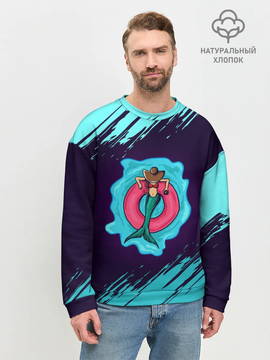 Мужской свитшот базовый / Русалка на отдыхе | Mermaid