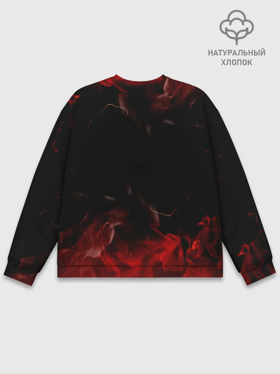 Мужской свитшот базовый / Аста в огне Чёрный клевер