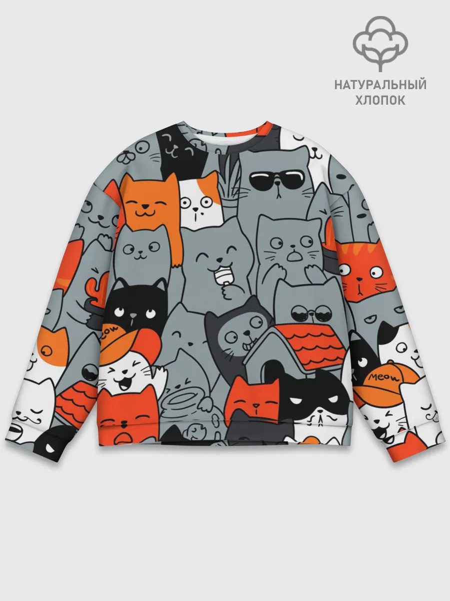Мужской свитшот базовый / Разноцветные коты