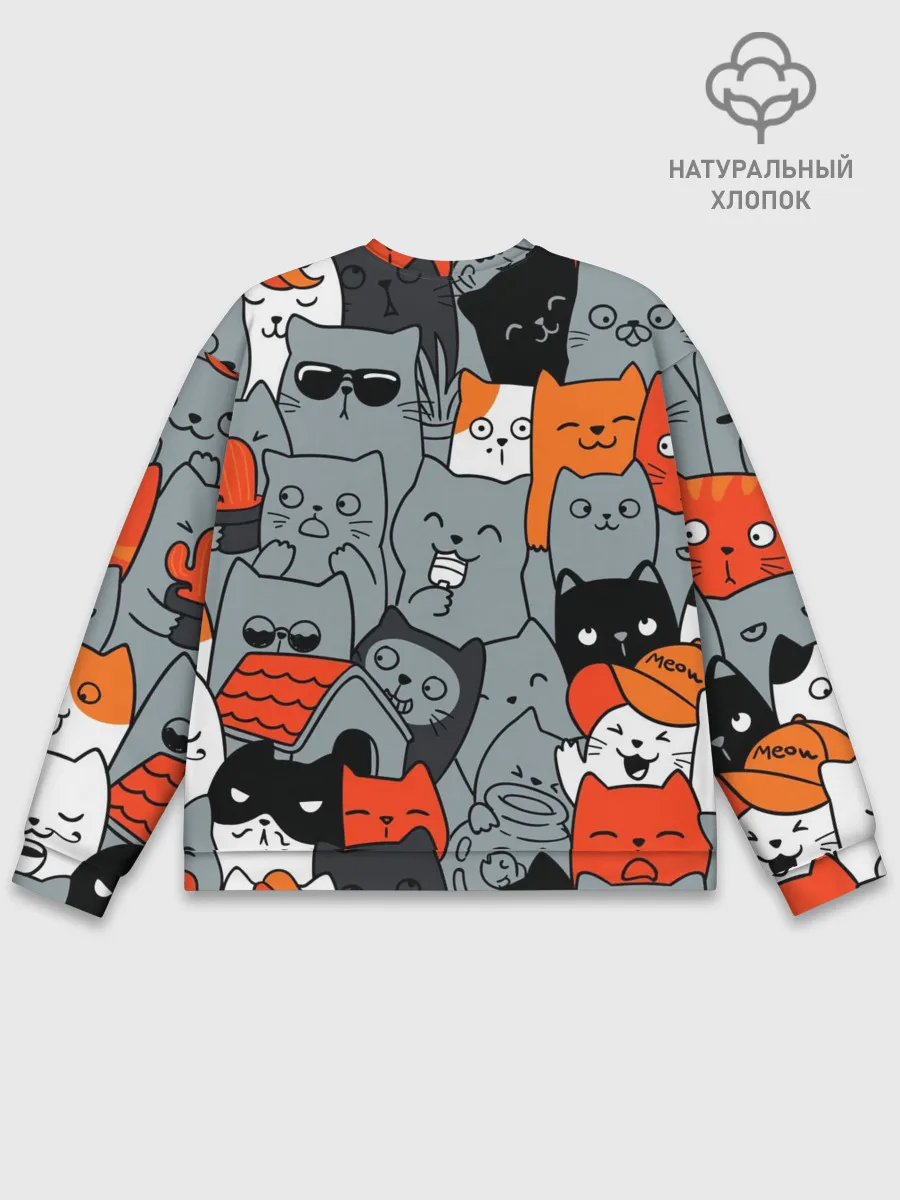 Мужской свитшот базовый / Разноцветные коты