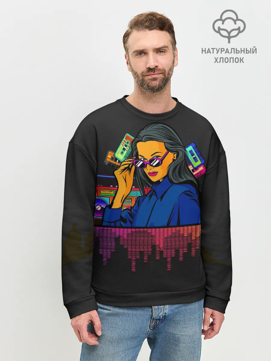 Мужской свитшот базовый / Ретро стиль. Девушка.