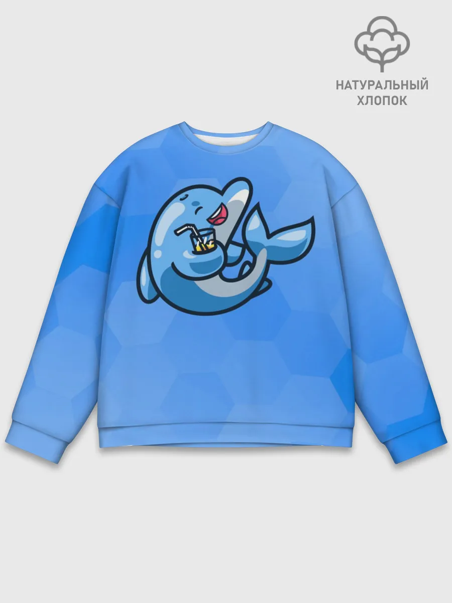 Мужской свитшот базовый / Дельфин с коктейлем