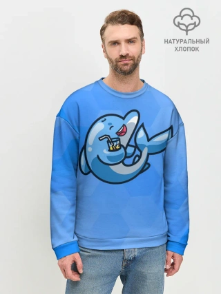 Мужской свитшот базовый / Дельфин с коктейлем