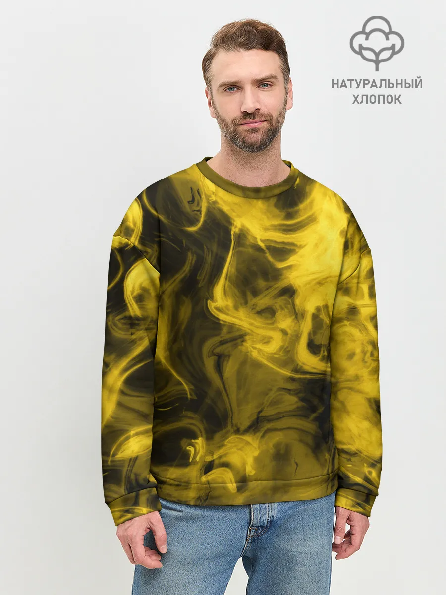 Мужской свитшот базовый / Желтый Неоновый Дым