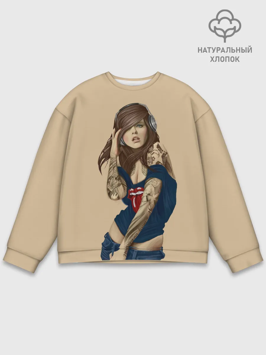 Мужской свитшот базовый / ДевушКа слушает Музыку