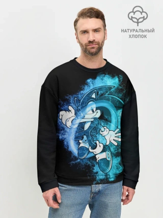 Мужской свитшот базовый / Соник сквозь кольцо