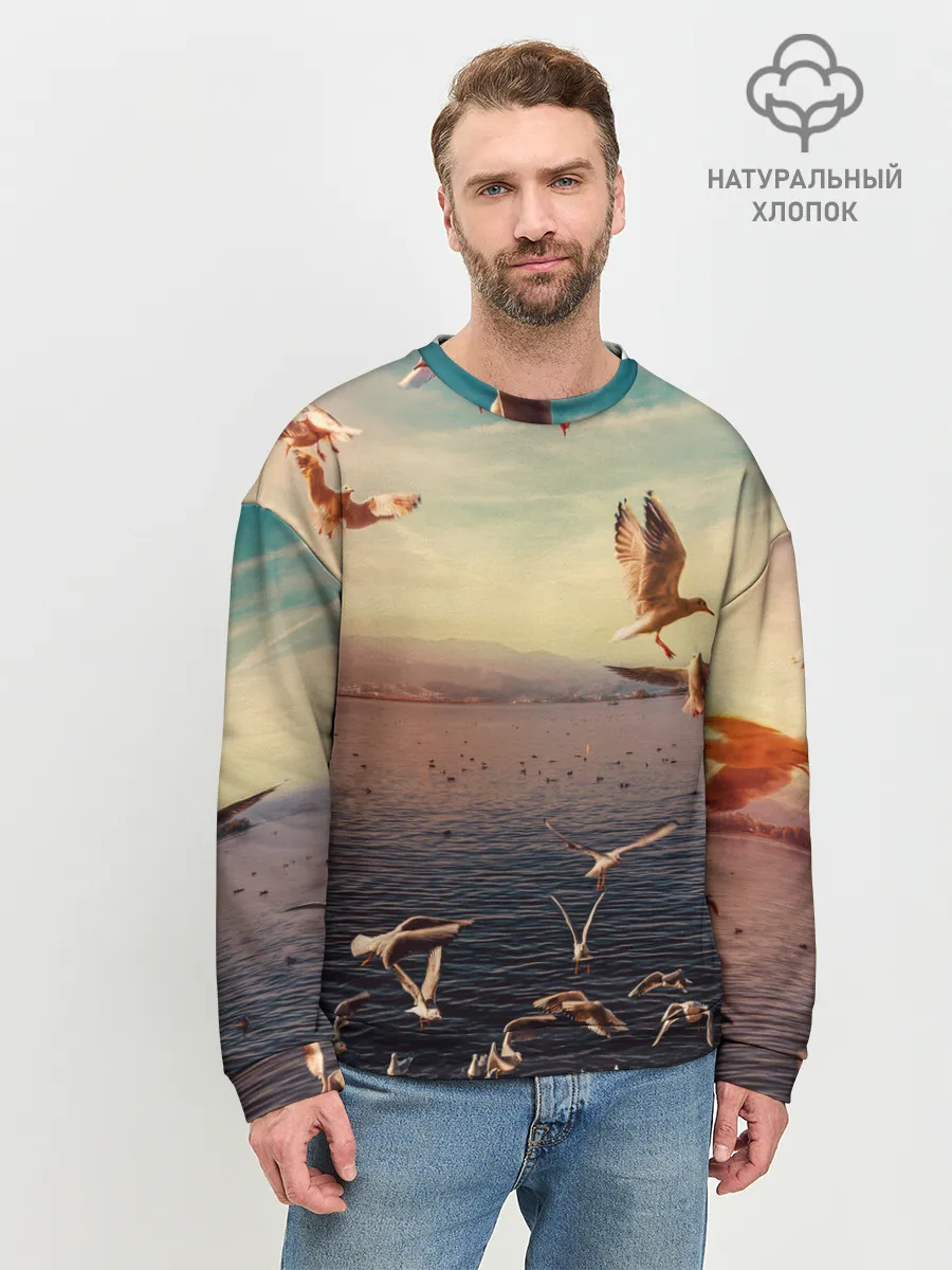 Мужской свитшот базовый / Чайки на воде