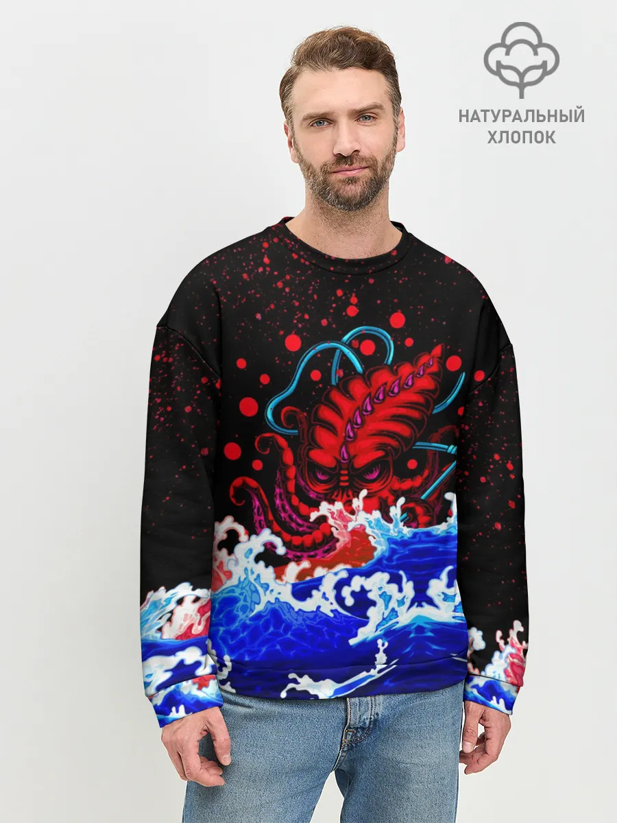 Мужской свитшот базовый / Кровавый Кракен Монстр