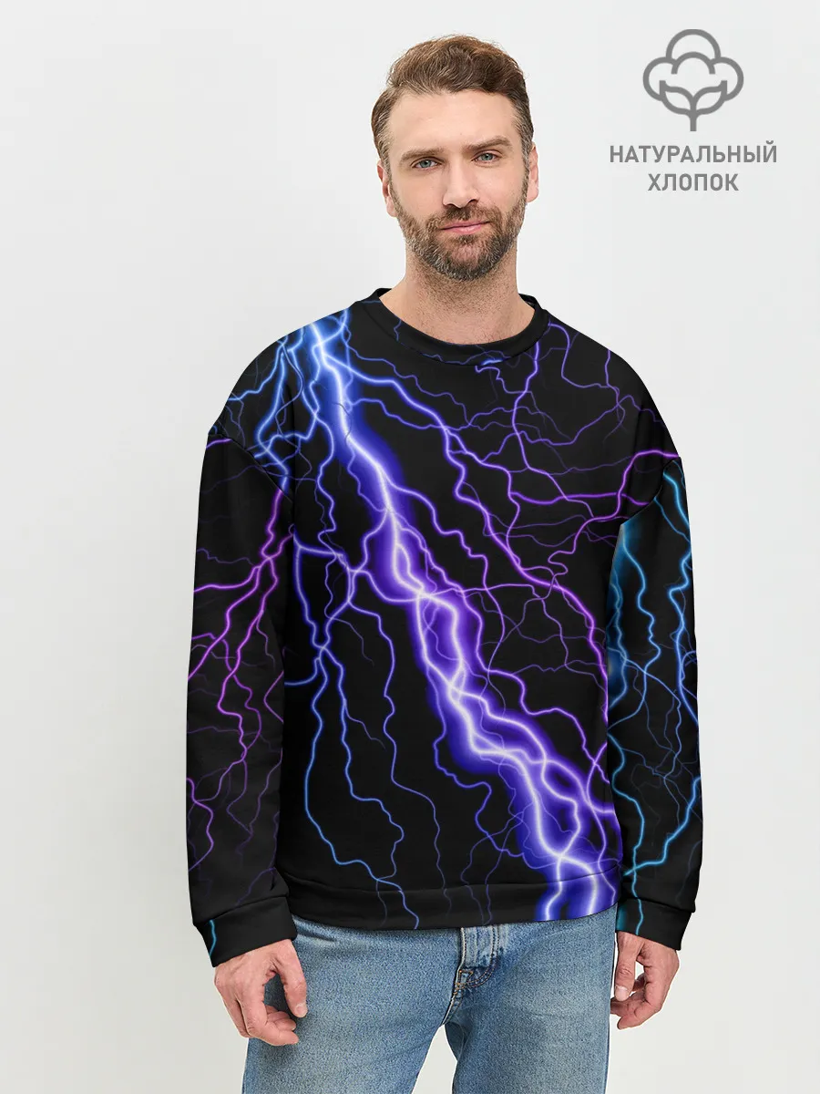 Мужской свитшот базовый / НЕОНОВАЯ МОЛНИЯ / ГРОЗА