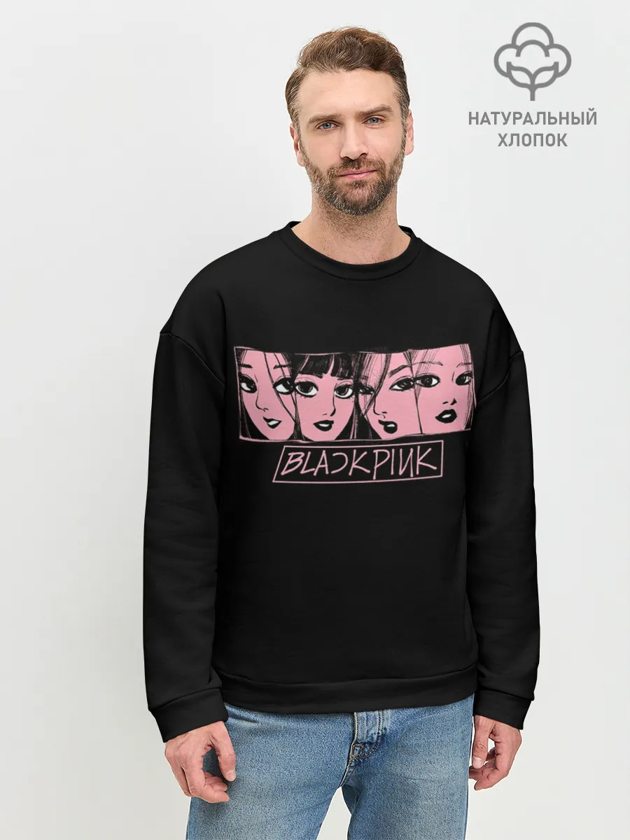 Мужской свитшот базовый / Black Pink Art
