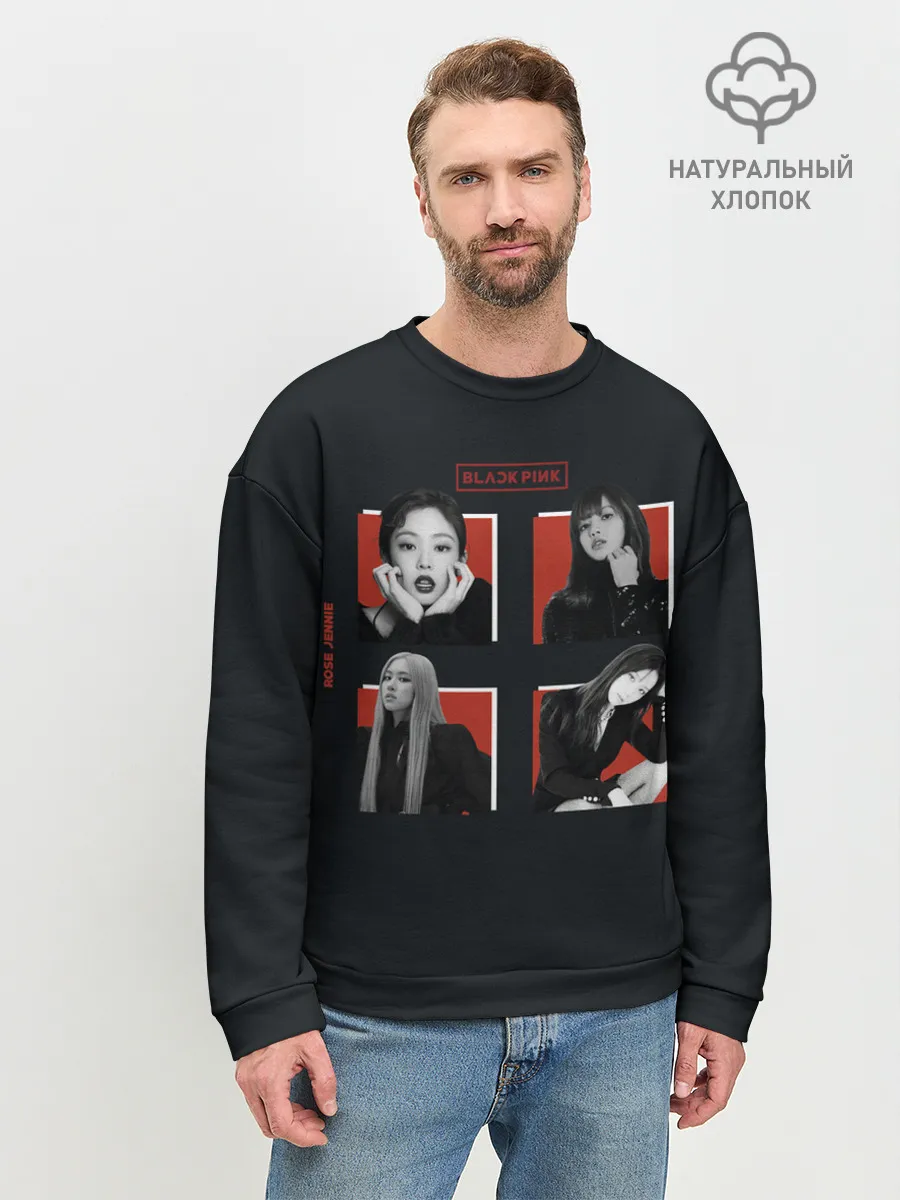 Мужской свитшот базовый / BLACKPINK | Red and black