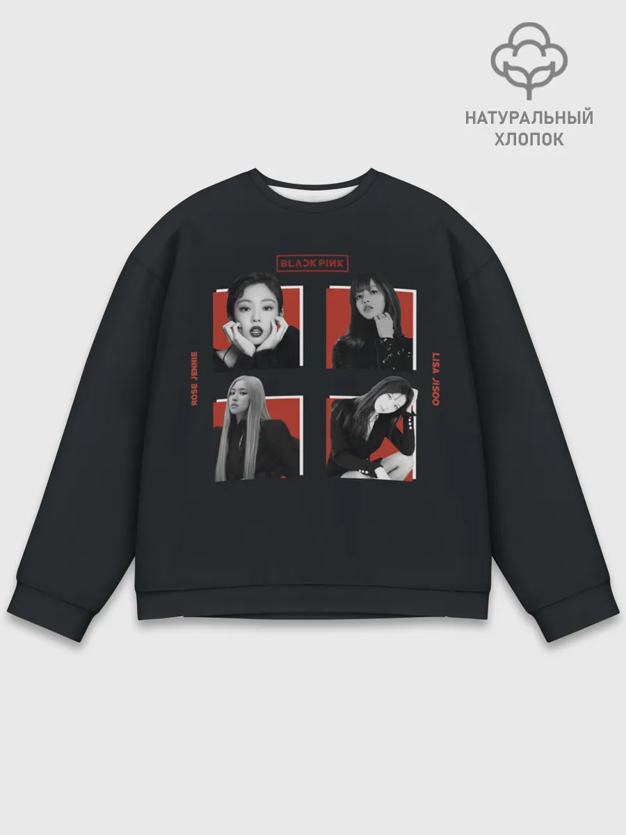 Мужской свитшот базовый / BLACKPINK | Red and black