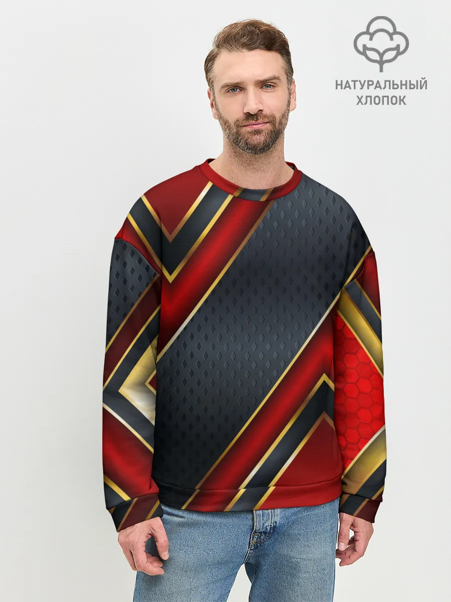 Мужской свитшот базовый / Black & Red 3D