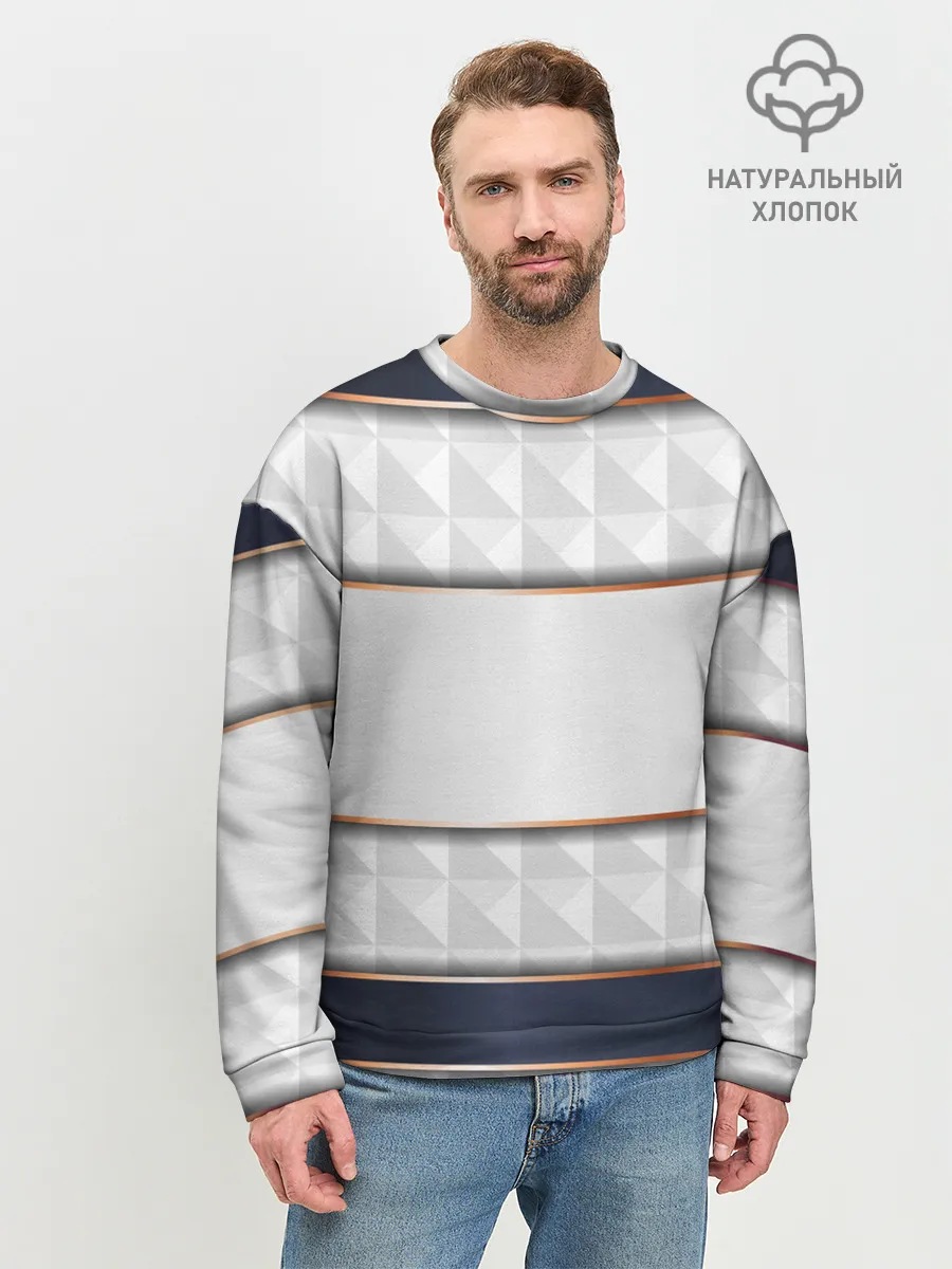 Мужской свитшот базовый / White 3d lines
