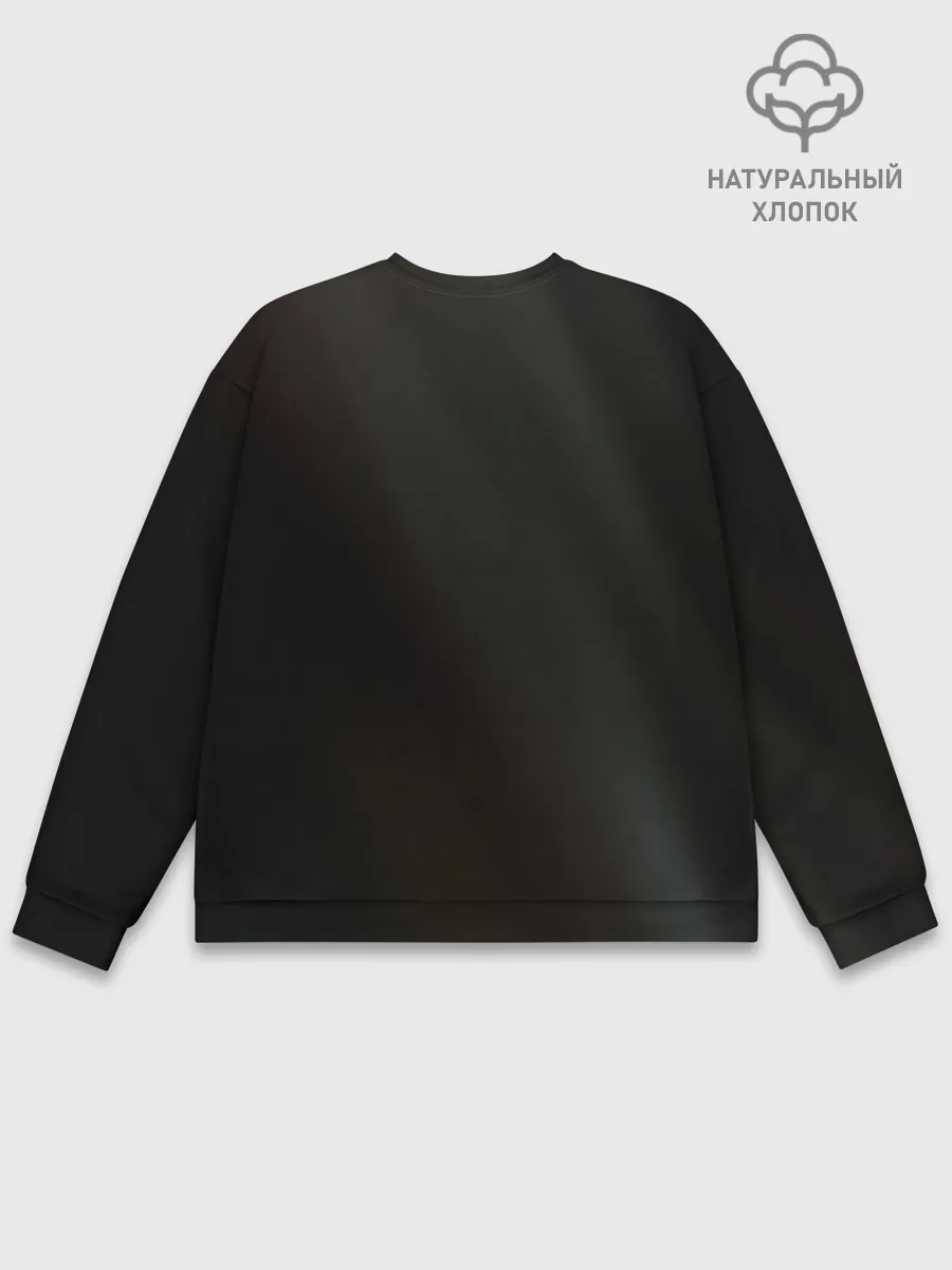 Мужской свитшот базовый / Чёрный клевер Аста и цветок