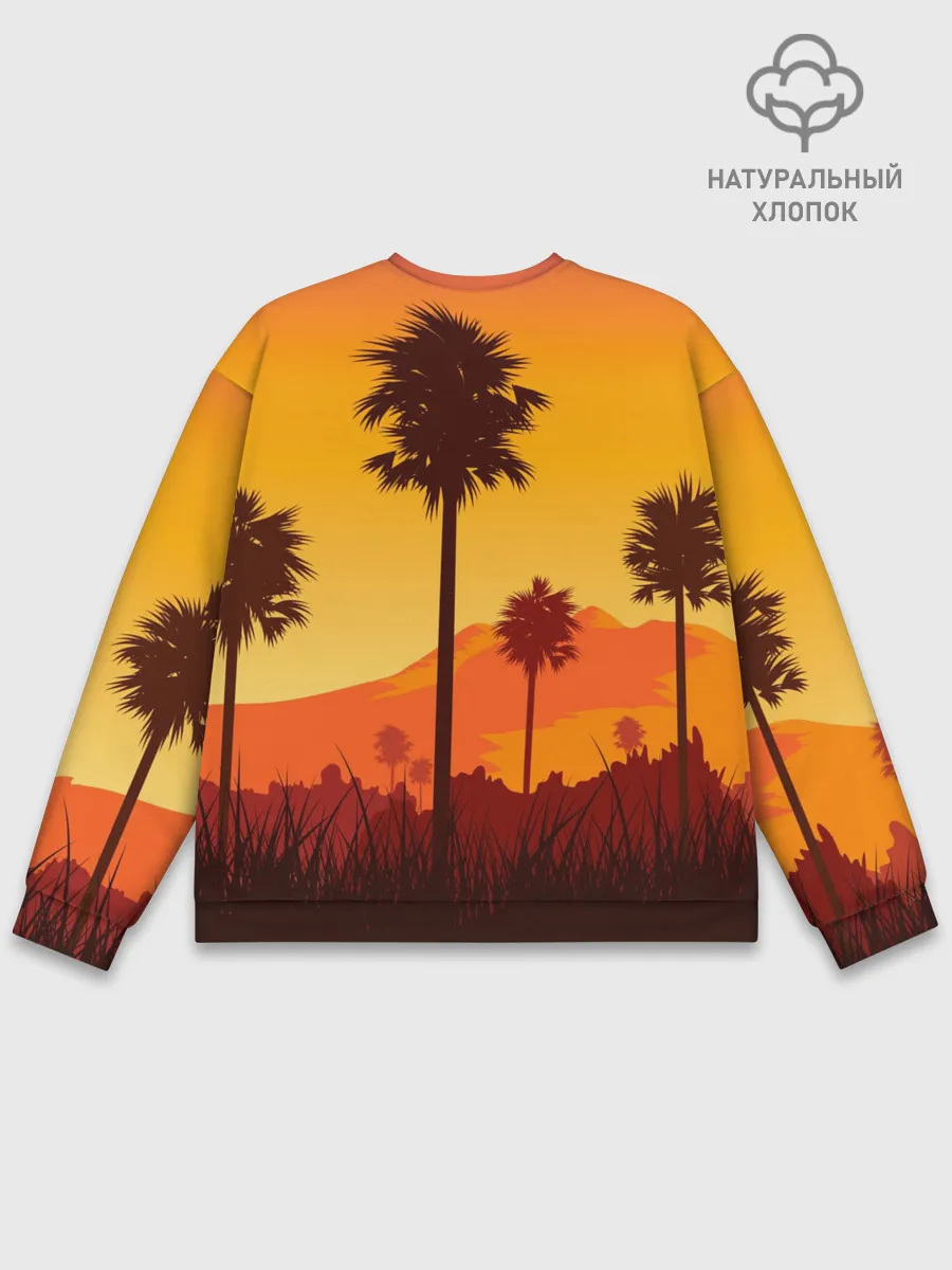 Мужской свитшот базовый / Лето, Пальмы, вечер