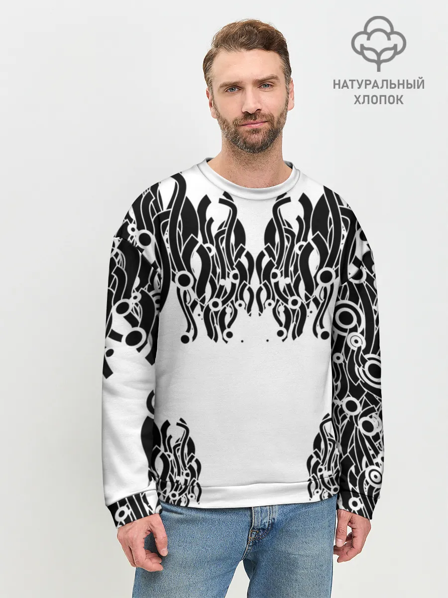 Мужской свитшот базовый / абстракция, круги, линии,