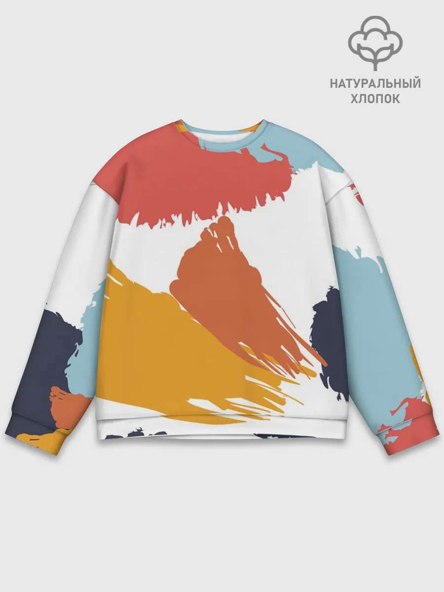 Мужской свитшот базовый / Цветные пятна, мазки кистью