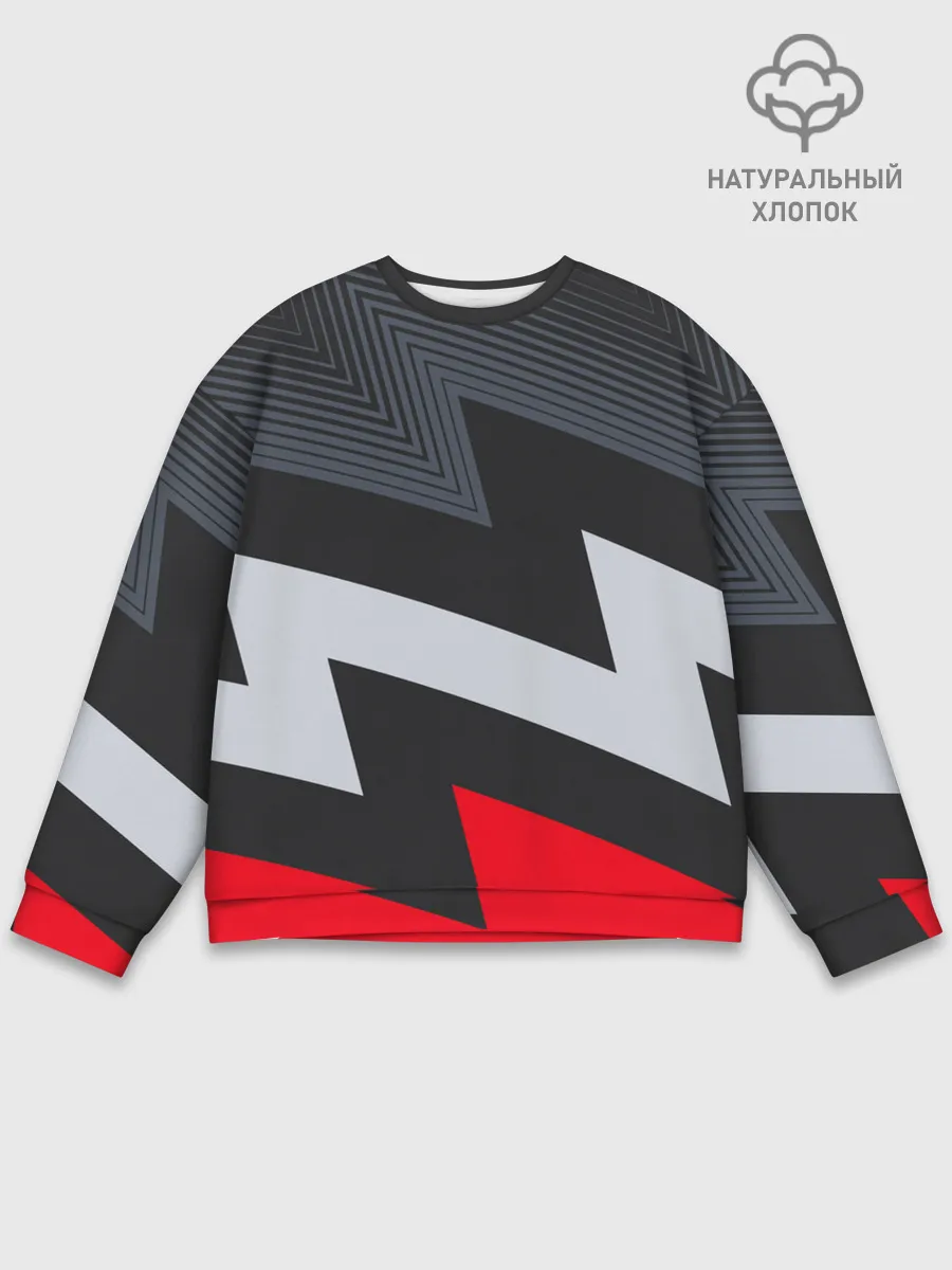 Мужской свитшот базовый / Черно-красные зигзаги