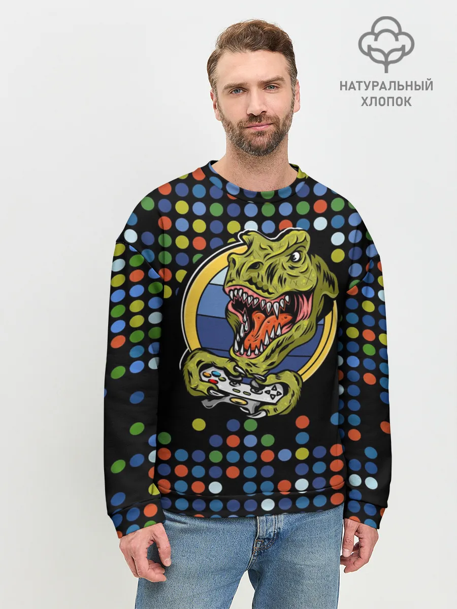 Мужской свитшот базовый / Динозавр-игрок