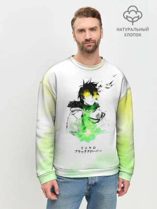 Мужской свитшот базовый / Чёрный клевер Юно кислотный