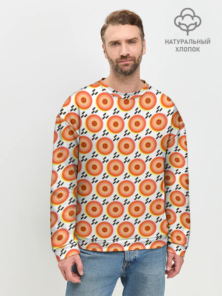 Мужской свитшот базовый / Поп арт, мишень, диски дождь