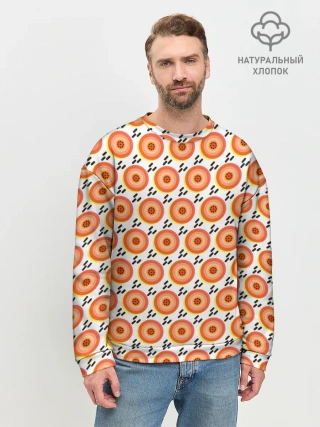 Мужской свитшот базовый / Поп арт, мишень, диски дождь