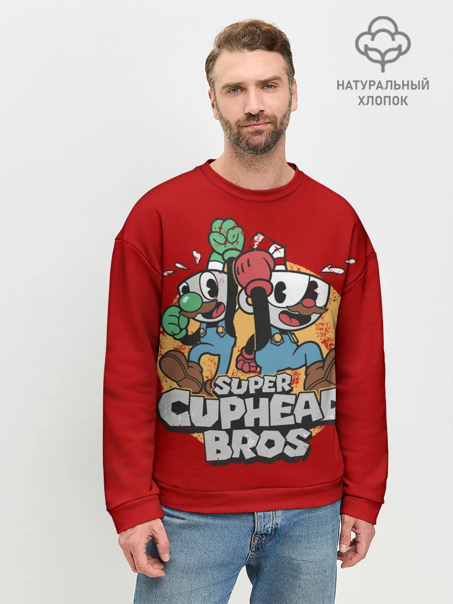 Мужской свитшот базовый / Super Cuphead Bros