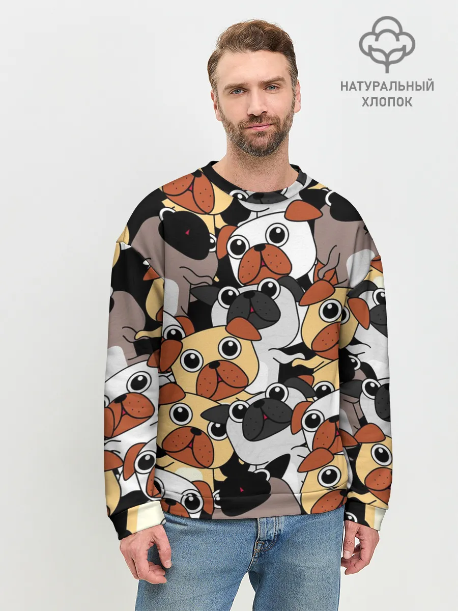 Мужской свитшот базовый / Собаки мопсы