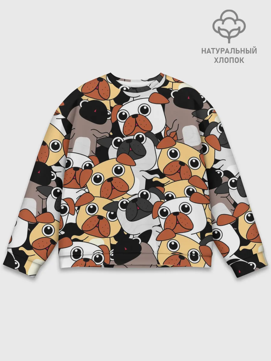 Мужской свитшот базовый / Собаки мопсы