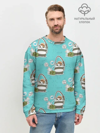 Мужской свитшот базовый / Панда на рыбалке