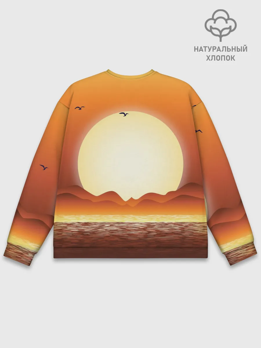 Мужской свитшот базовый / Кораблик на закате