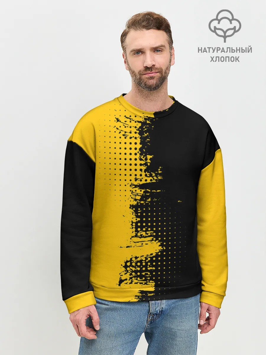 Мужской свитшот базовый / ЧЕРНО ЖЕЛТЫЙ ГРАНЖ | GRUNGE