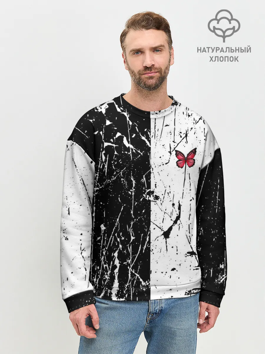 Мужской свитшот базовый / ЧБ ГРАНЖ | RED BUTTERFLY