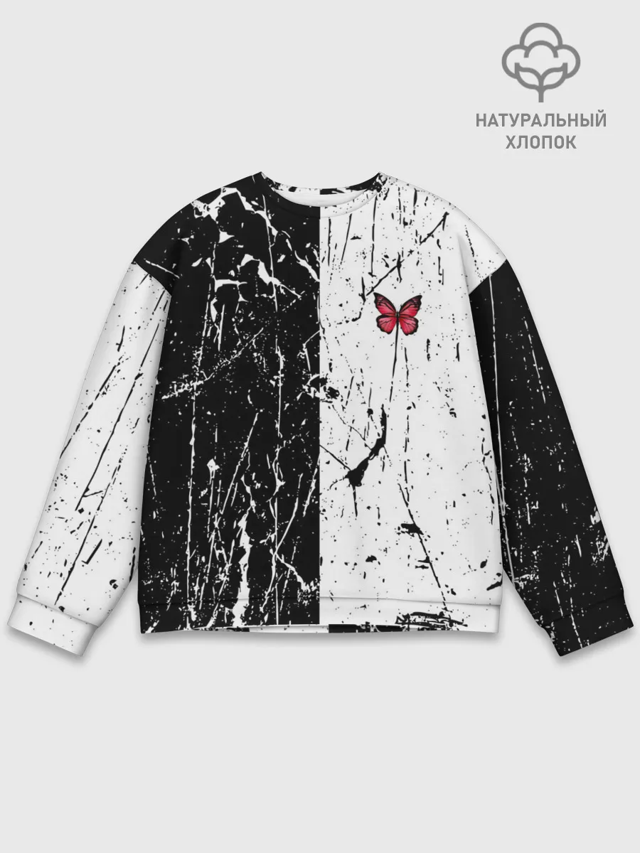 Мужской свитшот базовый / ЧБ ГРАНЖ | RED BUTTERFLY